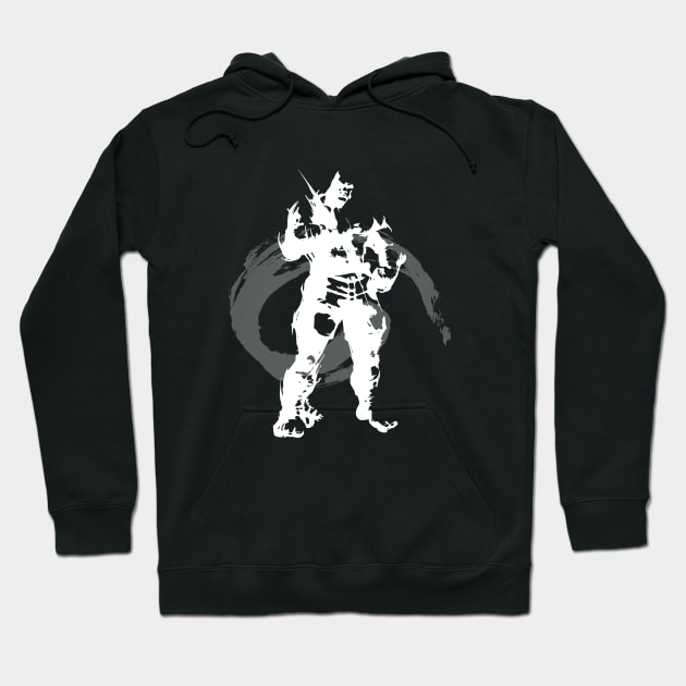 bald fighter character with white brush style Hoodie by Billdesign